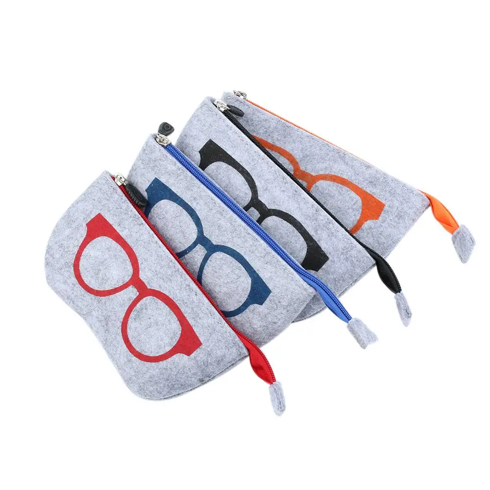 

New Glasses Felt Bag Zipper Eye Sunglasses Case Pouch Bag Portable Reading Glasses Box Fashion Retro Storage Protector ﻿