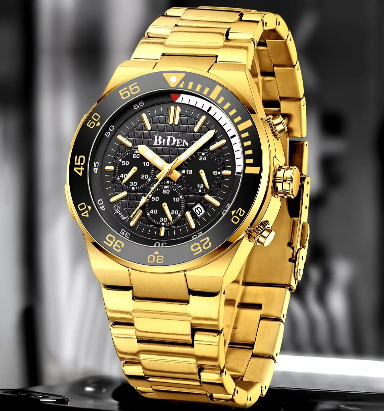 

BIDEN Men's Watches Quartz Chronograph Watch Waterproof Date hardlex crystal Super Luminous Luxury Brand Dress Man Wristwatch