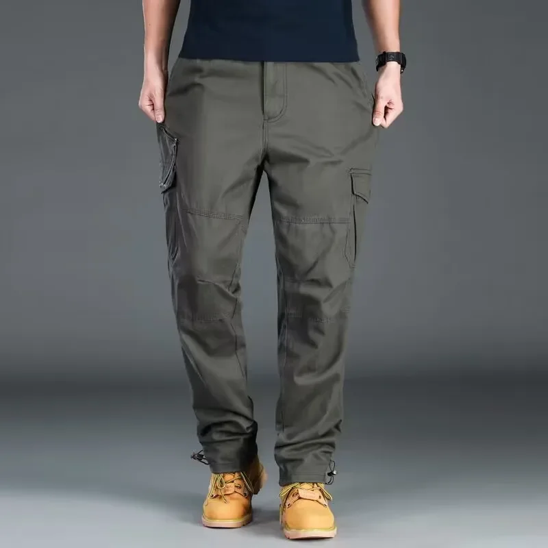 Cotton Men's Cargo Pants Spring Autumn Casual Multi Pockets Long Trousers for Men Straight Slacks Military Tactical Pants Y2k