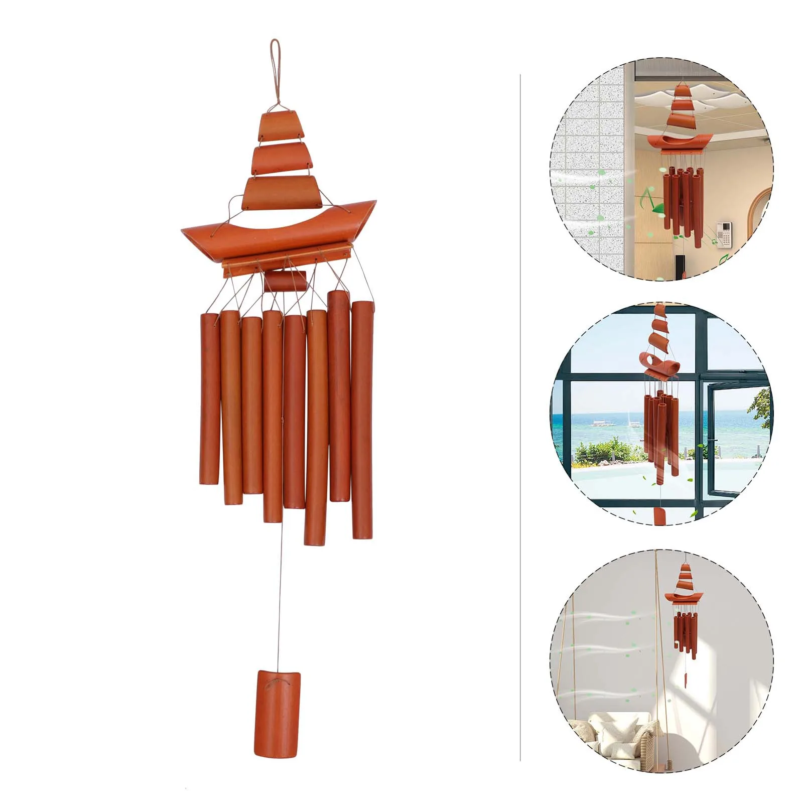 

Handcrafted Bamboo Wind Chime Decor with Harmonious Sound for Garden Patio Doorway Cozy Environment Hanging Wind Chime Decor