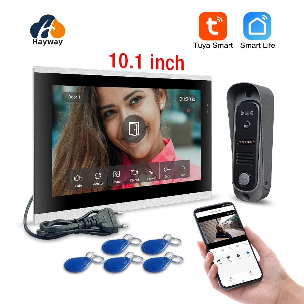 10 inch video  intercom 1080P doorbell for home TUYA app Wireless Wifi Video Doorphone System unlocking, etc