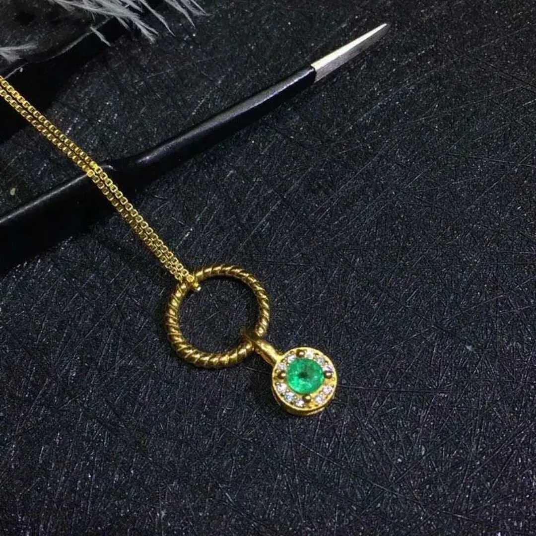 Natural Emerald Pendant Necklace with Certificate 925 Sterling Silver Premium Women's Wedding Jewelry
