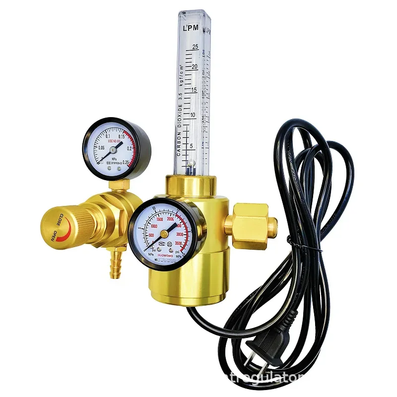 CO2-316Double pressure reducing carbon dioxide gas meter,all copper accessories,double tube heating and pressure reducing device