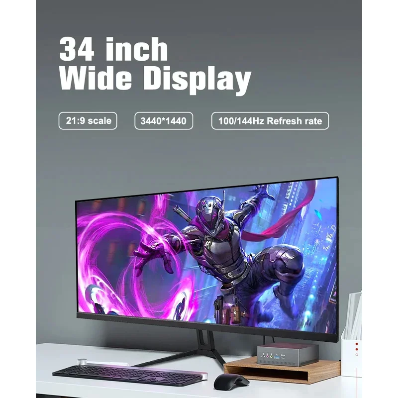 شاشة منحنية 34 بوصة 144 هرتز 165 هرتز شاشة كمبيوتر شاشة كمبيوتر شخصي 4K شاشات ألعاب لتحسين تجربة الألعاب