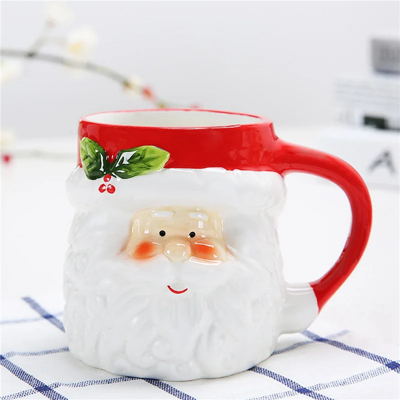 ホットセール-2X 400 ミリリットルマグ漫画かわいいかわいいクリスマスマグ 3D カップミルクコーヒーウォーターカップマグ