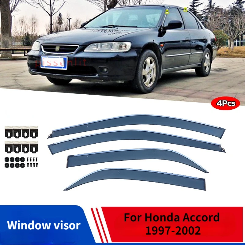 

For Honda Accord 1997-2002 Rain Giards Accessories Window Visor Car Rain Shield Deflectors Awning Trim Cover strip Waterproof