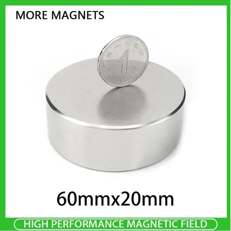 

60x20mm Neodymium MagnetNdFeB Super Strong Powerful Permanent Round Rare Earth Magnetic N35 Circular Magnet 60*20 mm