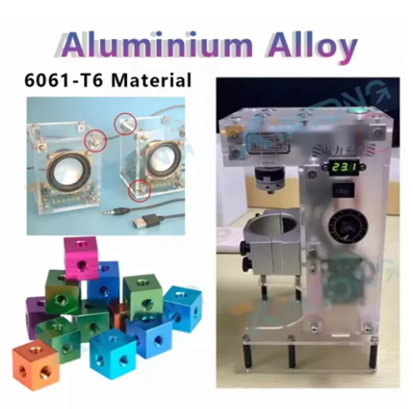 1-10Pcs Aluminum Alloy M3 Hexa Nut 10*10*10mm 10*10*6mm Square Cube Connector Fixing Bracket 6-Way Square Spacer Standoff Tee