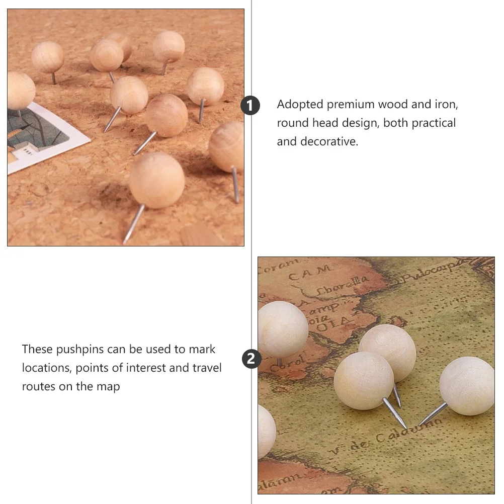 

Housoutil 120pcs Metal Thumb Tacks Push Pins for Bulletin Board Map Marking Photo Fixing Multi Function Nail Beige Wooden