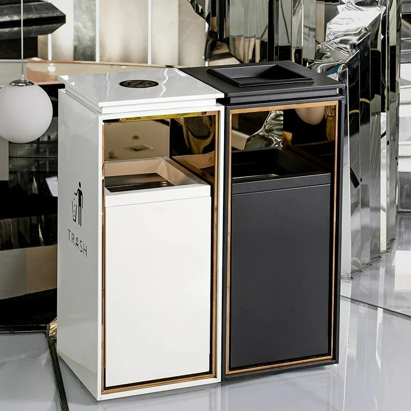 Hotel lobby stainless steel with ashtray vertical trash can custom shopping mall lobby elevator entrance