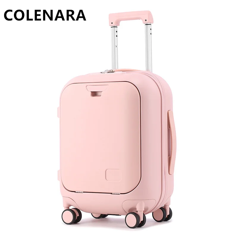 COLENARA Laptop Suitcase Front Opening Boarding Case Multifunctional Trolley Case USB Charging 18"20"24 Inch Cabin Luggage