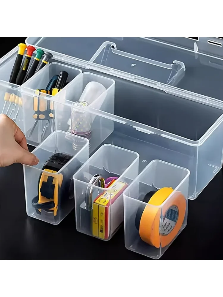Hardware Tool Storage Box, Multi-Compartment Transparent Tool Organizer, Screw and Accessory Sorting Box, Household Screw, Wrenc