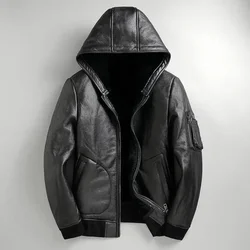 shipping.Men YR!Free winter warm thick wool cloth,100% real fur jacket.genuine shearling coat.quality leather cloth