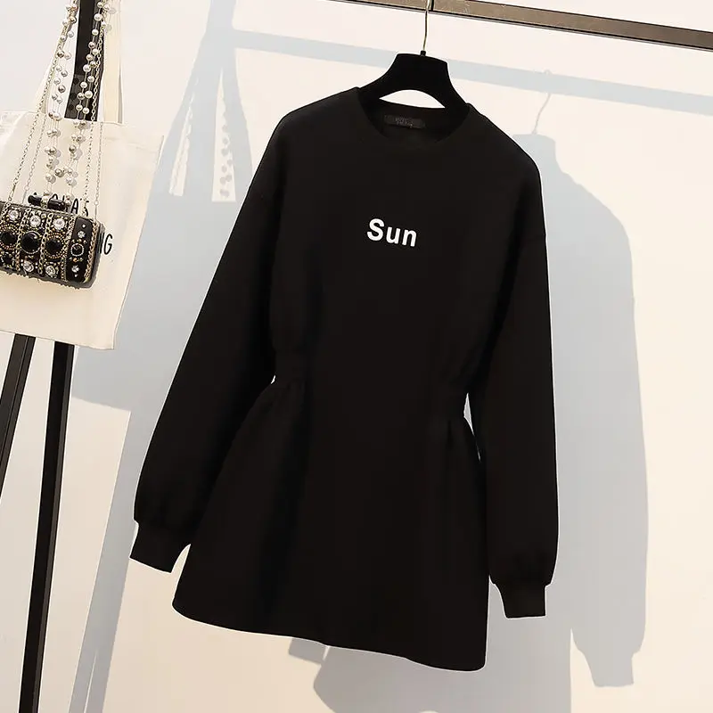 2023 New Spring and Autumn Fashion Trend Simple Round Neck Letter Print Waist Shrinking Design Feeling Small Crowd Sweater