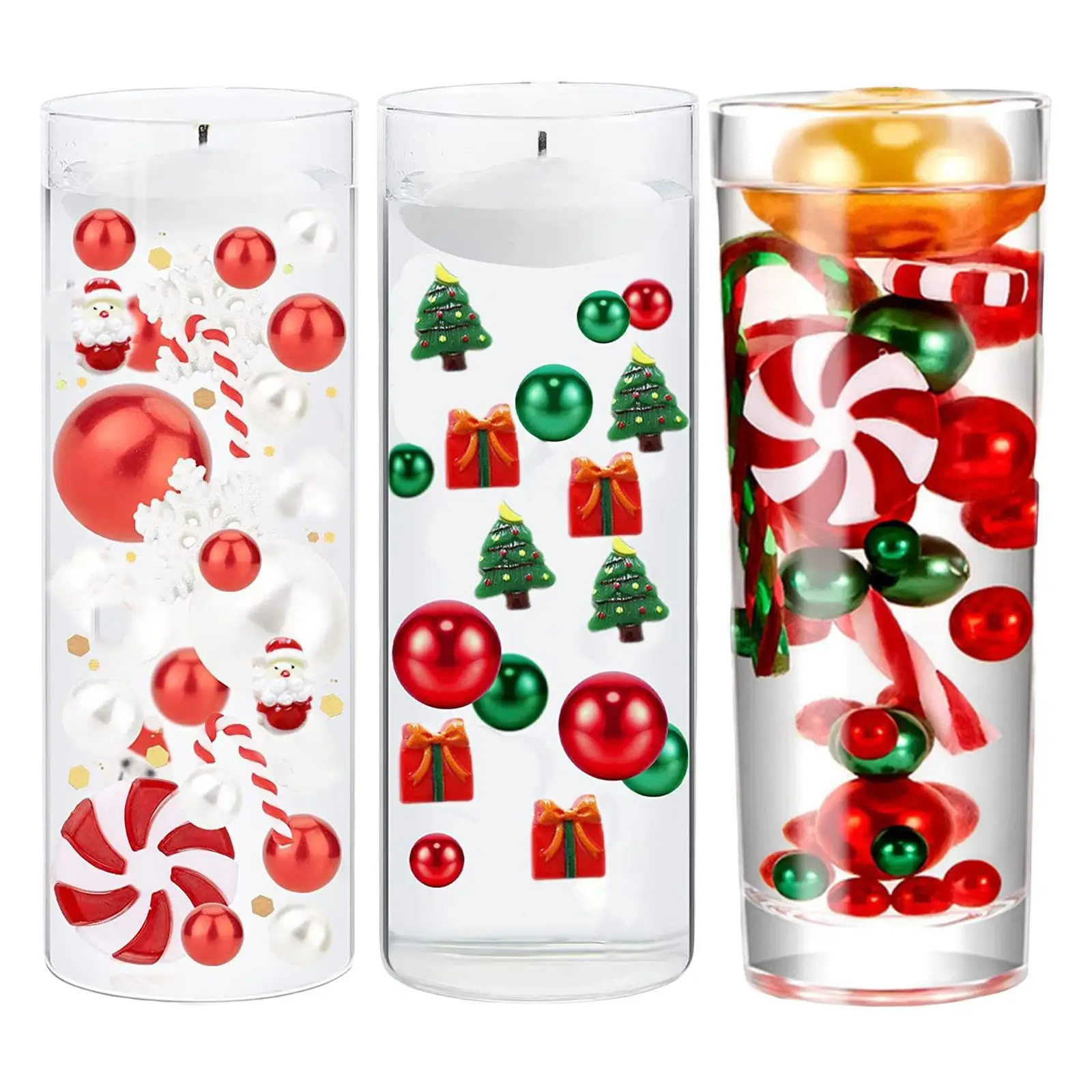 DIY Christmas Vase Filler Beads Floating Candles for Housewarming Dinner Living Room