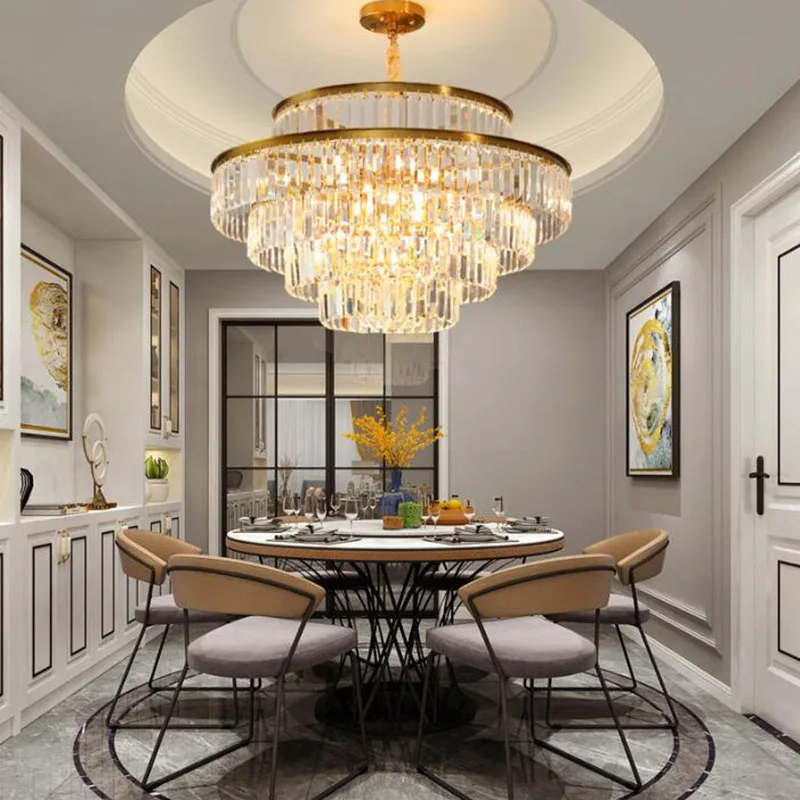 Luxurious new American modern LED crystal chandelier living room bedroom, dining room, pendant light, creative personality