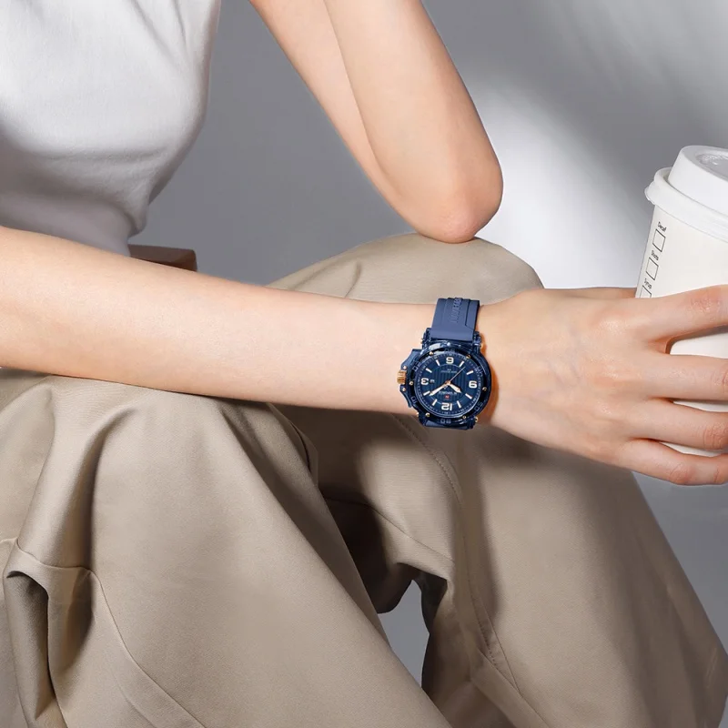 NAVIFORCE NF7125 Women's Casual Quartz Watch 5ATM Waterproof Silicone Strap Calendar Display Luminous Pointer Ladies Watch