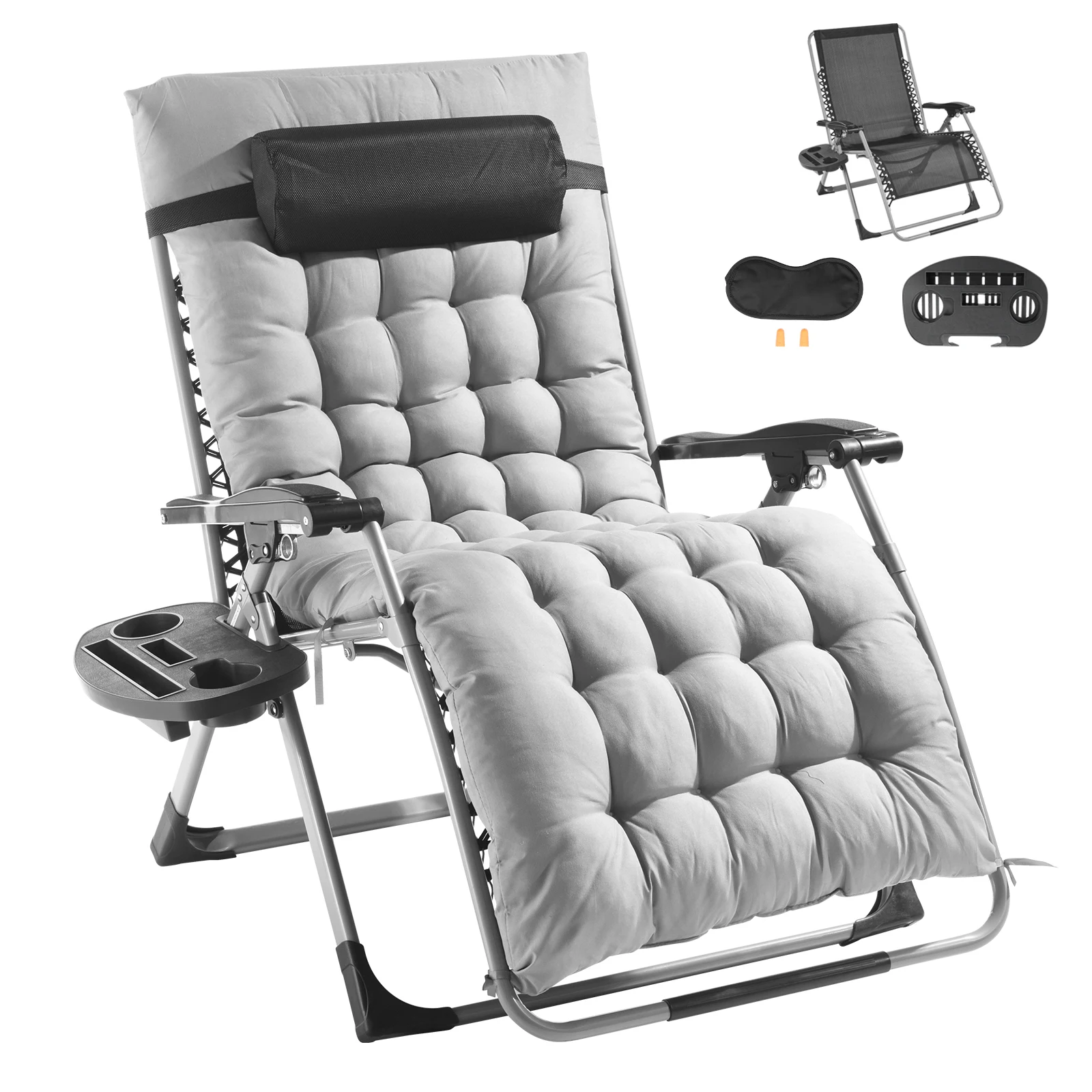 SucceBuy Zero Gravity Chair Zero Gravity Recliner Lounge Chair Adjustable Anti Gravity Chair with Cushion Footrest and Cupholder