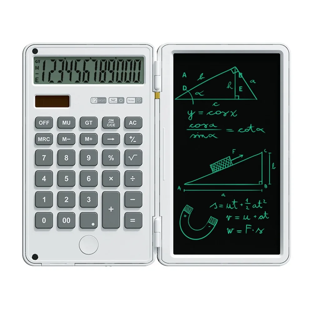 

2in1 Scientific Calculator Large Screen Display Foldable Office LCD Drawing Pad with Stylus Pen Practical