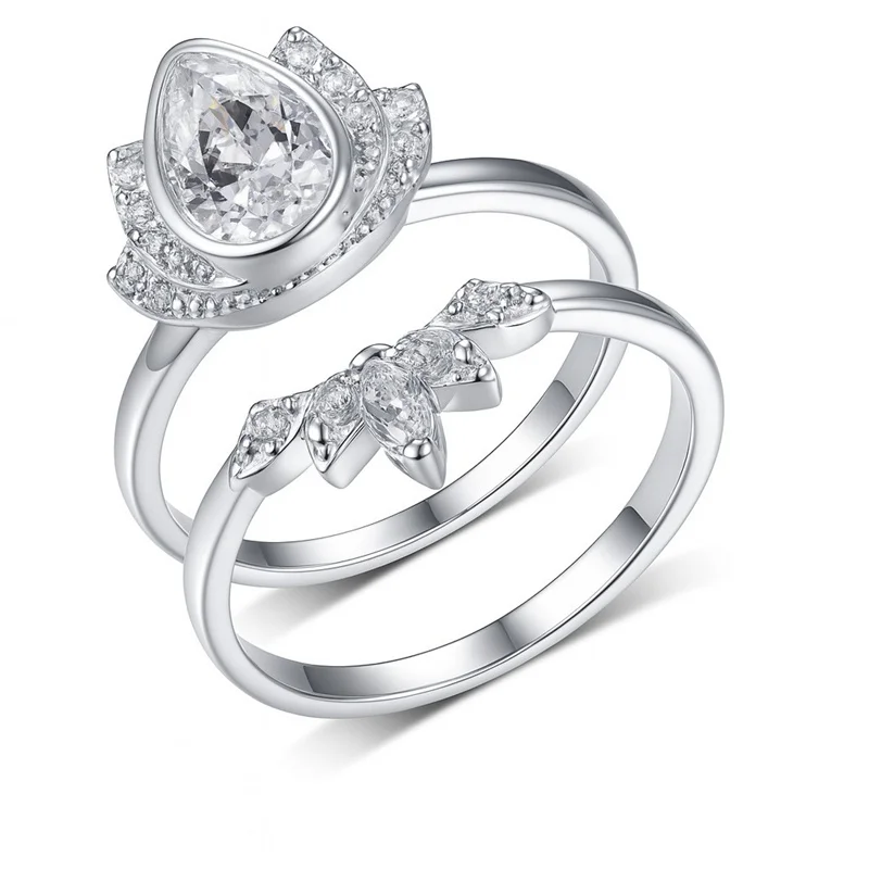 

ZFSILVER s925 Серебряное модное роскошное кольцо с муассанитом D, двойное кольцо с короной для подвесок, женские ювелирные изделия для свадебной вечеринки, подарок MR0190