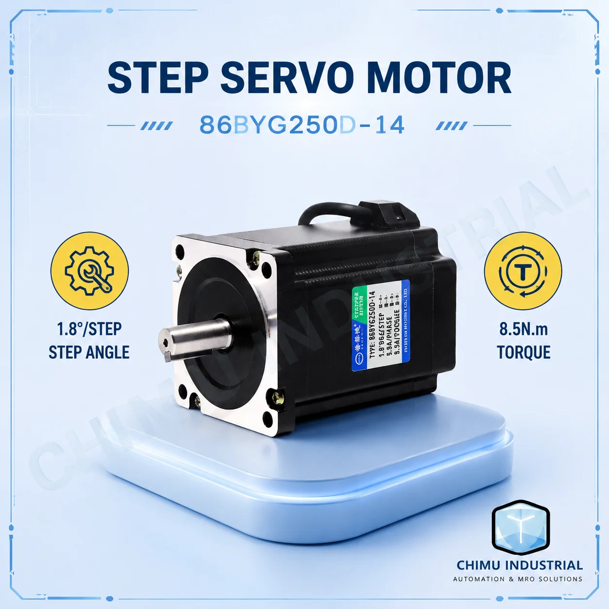【CHIMU INDUSTRIAL】 for 86BYG250D Stepper Motor Kit with Driver 8.5N.m 118mm NEMA 34 for Engraving Machine