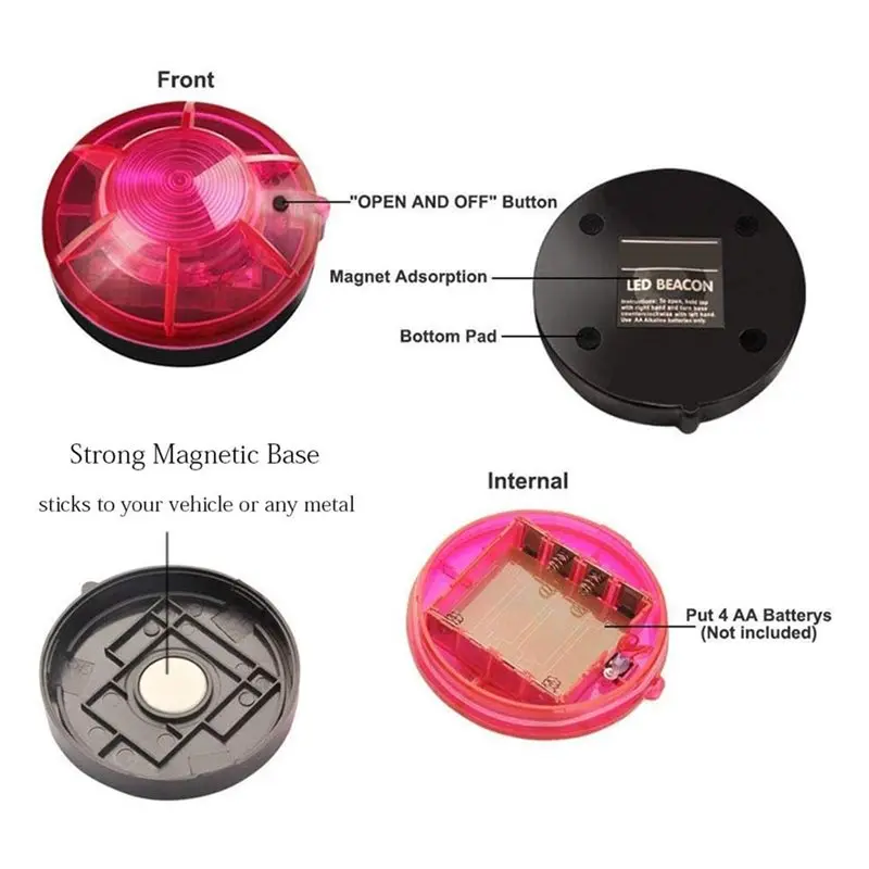 Emergency Lights Beacon 3 Pack LED Road Flares Flashing For Outdoor Sports With Magnetic Base Roadside