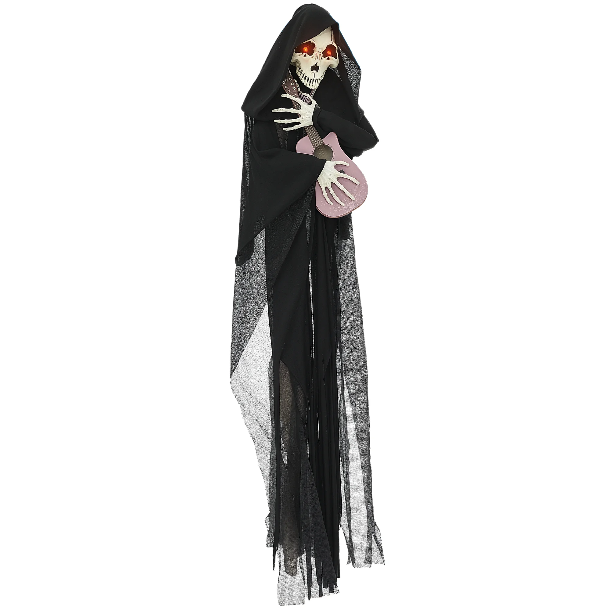 Guitar-Playing Grim Reaper Outdoor Halloween Decoration Animatronic