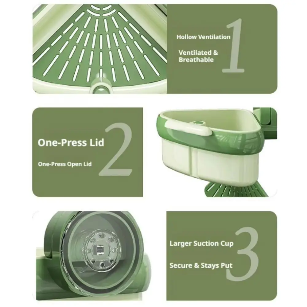 Removable Plastic Sink Drainage Basket Press-Type Bottom Release One-touch Drainage Food Scraper Basket Triangular Shape
