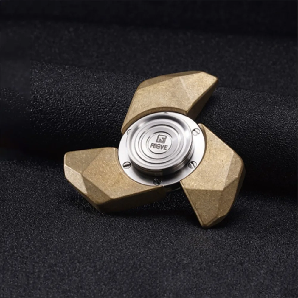 Fegve edc latão aço inoxidável fidget spinner três lâminas fidget spinner novidade brinquedo ansiedade alívio gadgets