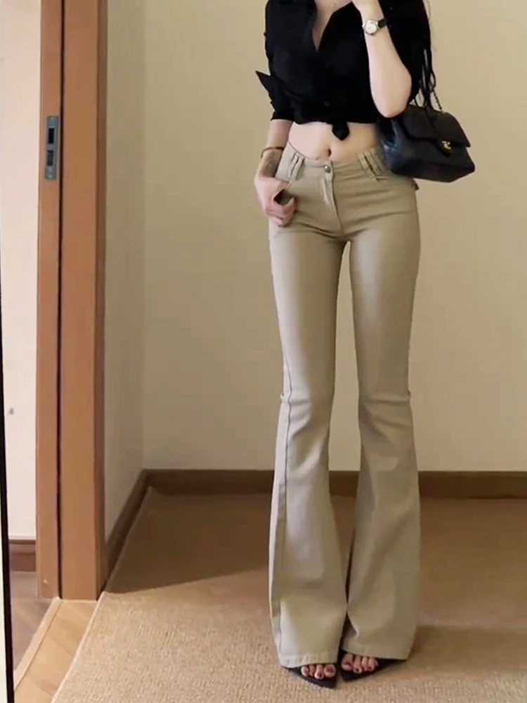 

High Waist Bell Bottom Jeans Women's Slim Fit Stretchy Cotton Denim Pants Autumn Winter Fashion Retro American Khaki Long Tro...