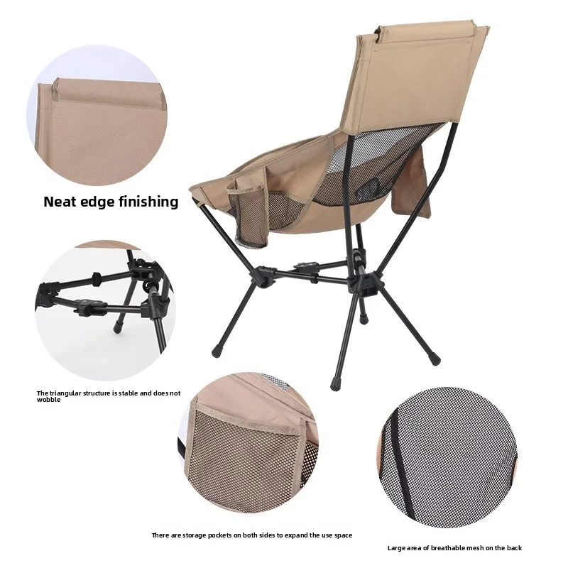 Wholesale Outdoor Folding Chair Portable Camping Leisure Lightweight High-Back Reclining Triangular Aluminum Alloy Chair Chair
