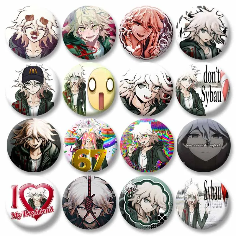 Nagito Komaeda Coin Brooch Anime Game Figure Button Pins Cartoon Role Playing Brooch on Bag Clothes Shoes Jewelry Ornament Gifts