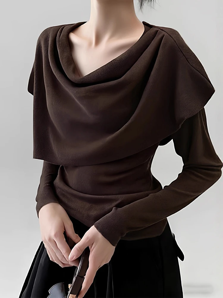 

French style retro long sleeved knitted sweater women layered autumn and winter high-end feel elegant sweater top