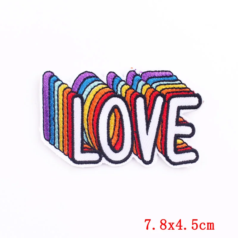 Rainbow Love Applique Iron On Patches On Clothes Cartoon LGBT Embroidered Patches For Clothing Stickers DIY Fusible Badges
