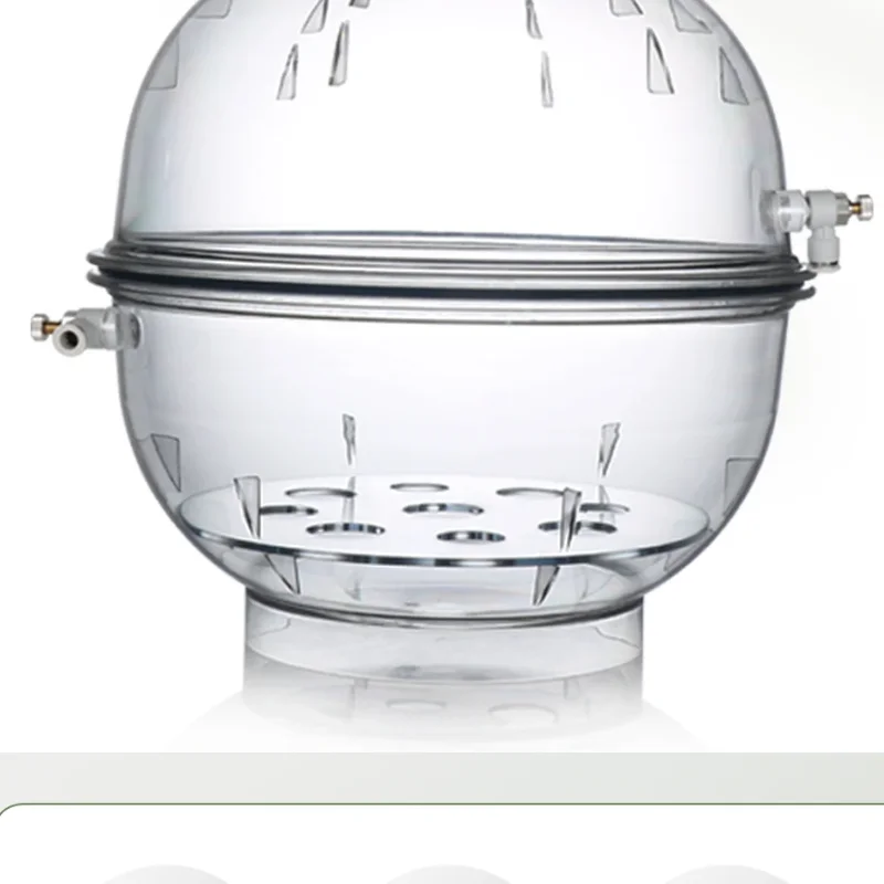 Laboratory plastic vacuum dryer 150/250mm double valve with pressure gauge, polycarbonate transparent vacuum