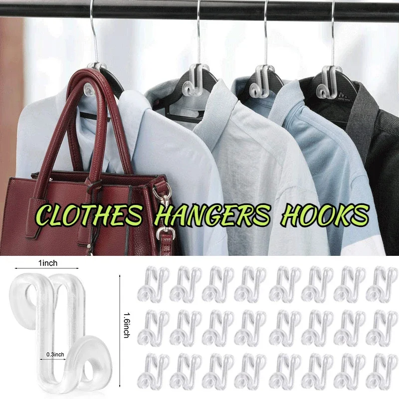 

Connector Hooks for Hanger Transparent Stackable Clothes Hangers with Hooks Hanger Extender Clips Space Saving Outfit Organizer