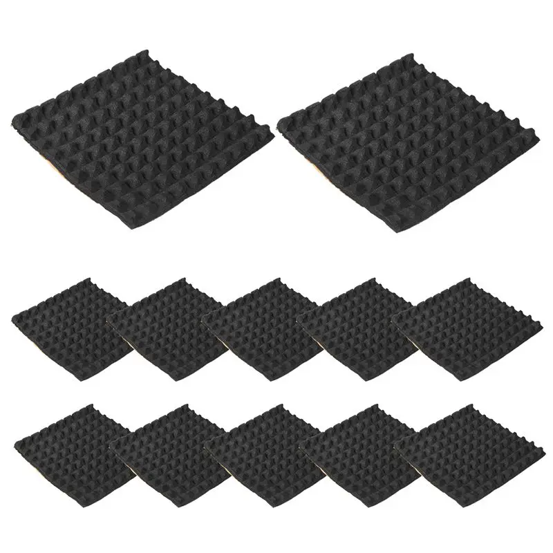A98E-12 Pack Self-Adhesive Sound Proof Foam Panels 2X12x12inch Acoustic Panels With High Density,Pyramid Design Acoustic Foam