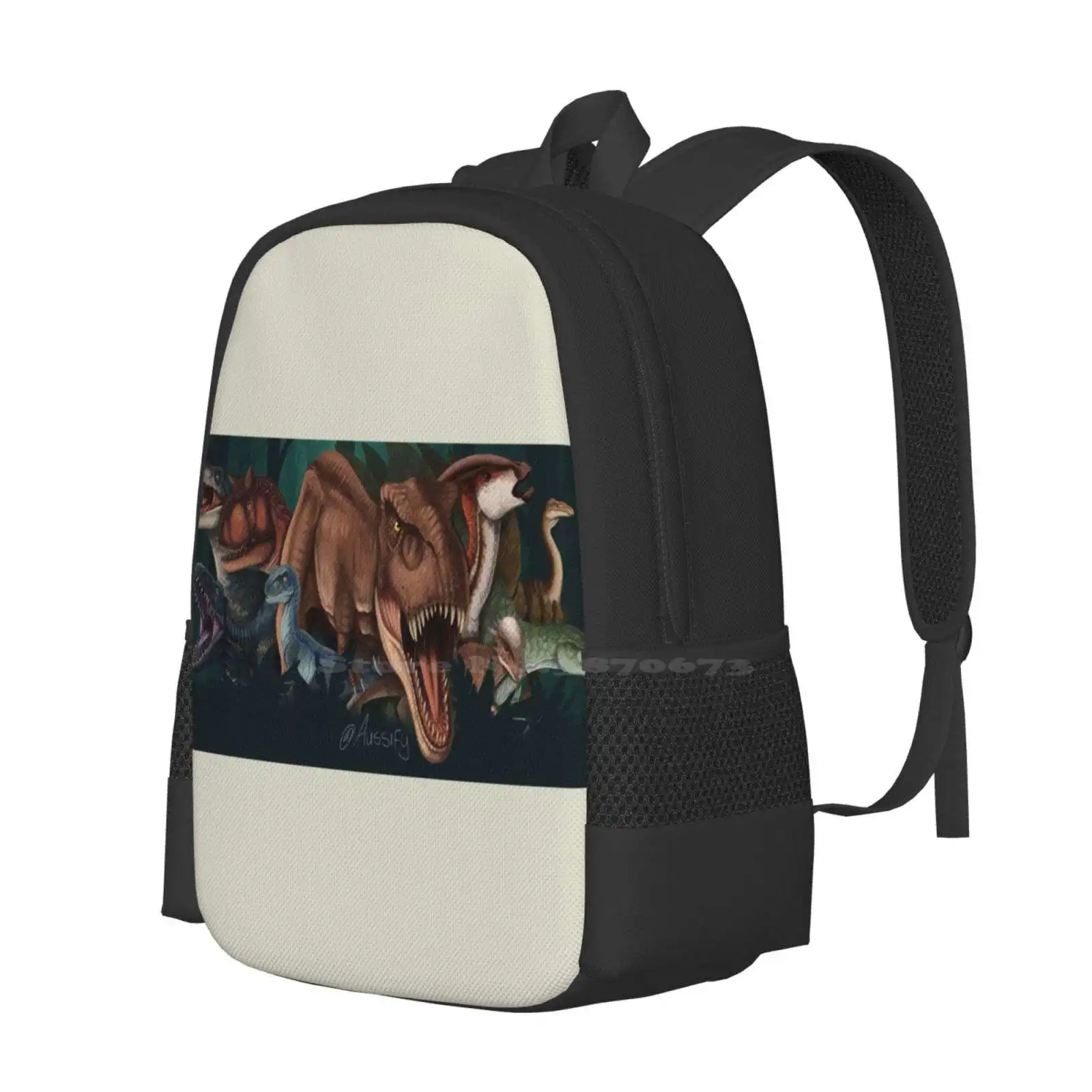 World Fallen Kingdom Pattern Design Bagpack School Bags Aussify Dinosaur Trex Tyrannosaurus Rexy Blue Velociraptor Indoraptor