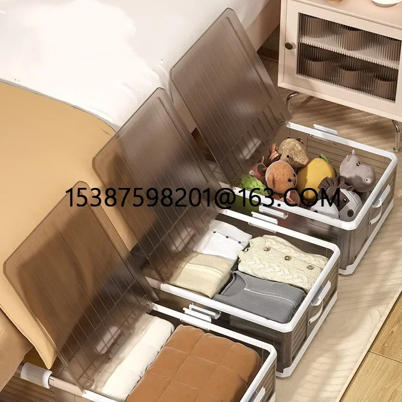 New Under Bed Storage Box Foldable Flat Organizer with Wheel Household End of Bed Clothing Storage Items Under Bed Storage Box