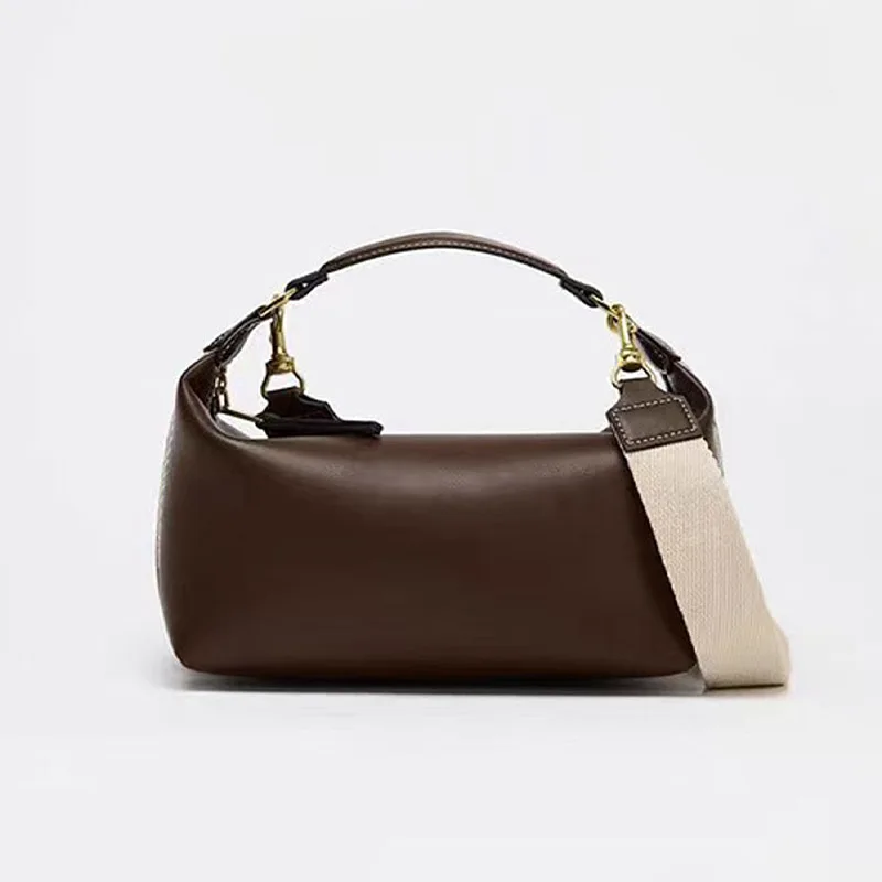 

2026 Ретро полосатая боковая панель, украшенная одной сумкой через плечо для женщин с широким ремешком, сумка для пельменей, модная сумка