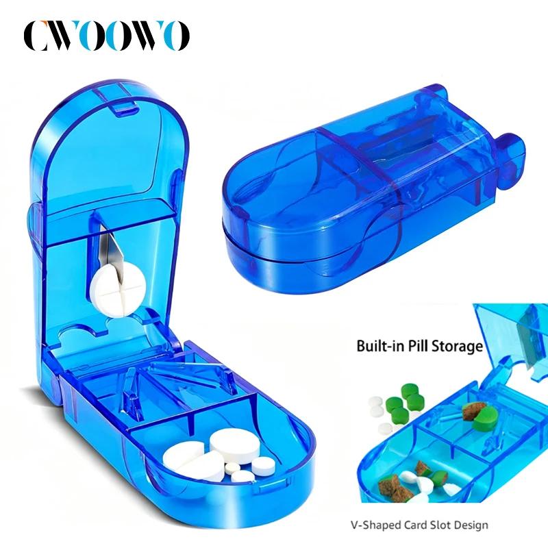 1/3 PC Pill Cutter for Small & Large Pills, Adjustable Tablet Splitter, Precise Cutting in 1/2, for Vitamins, Supplements