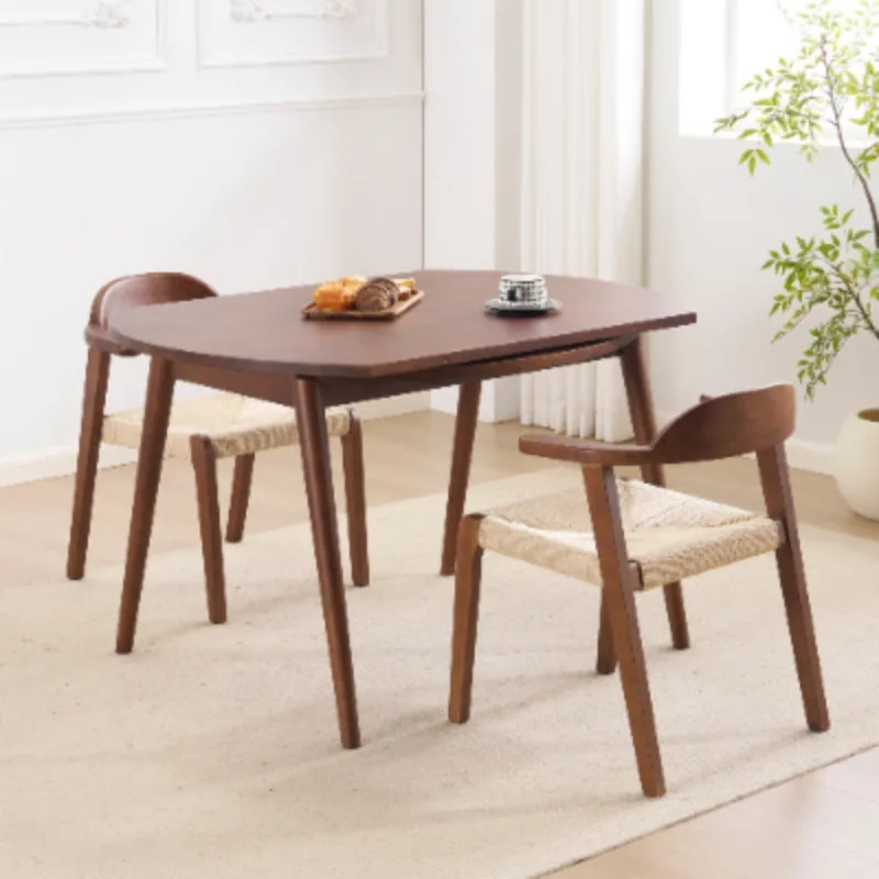 1 table, 2 chairs retractable dining table, oak multi-functional dining table