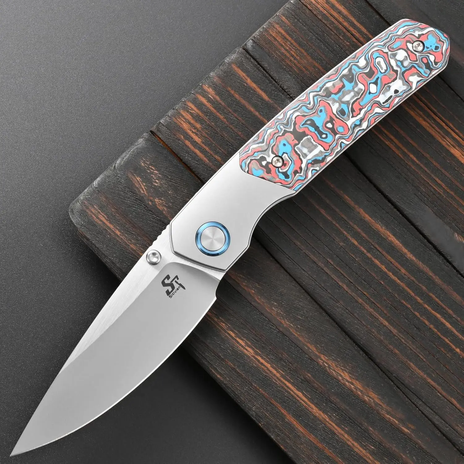 Sitivien ST271 Pocket Knife M390/Damascus Steel Blade Color G10/Carbon Fiber Handle Folding Knifes for Camping Collection