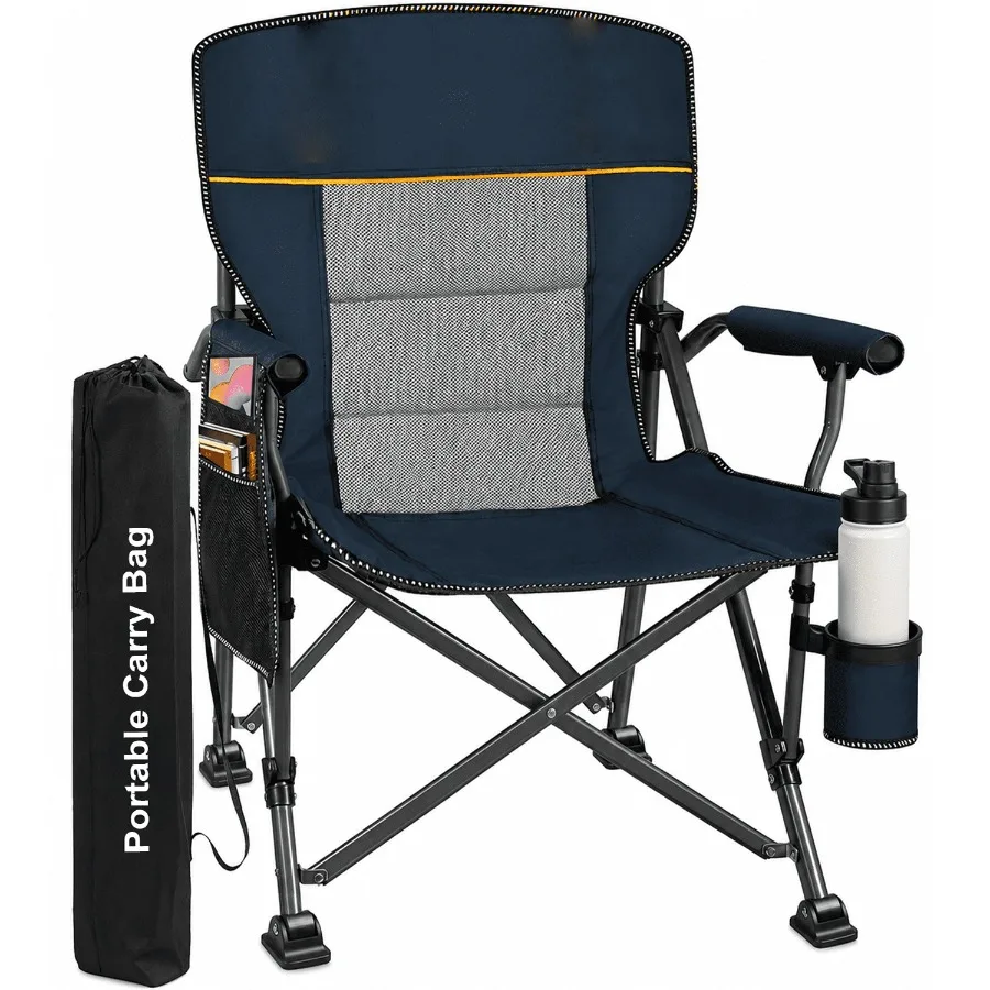 

Camping Chairs for Adults Portable Folding Lawn Chairs for Outdoor Use, Dark Blue, Lightweight Sturdy with Comfortable Back Sup