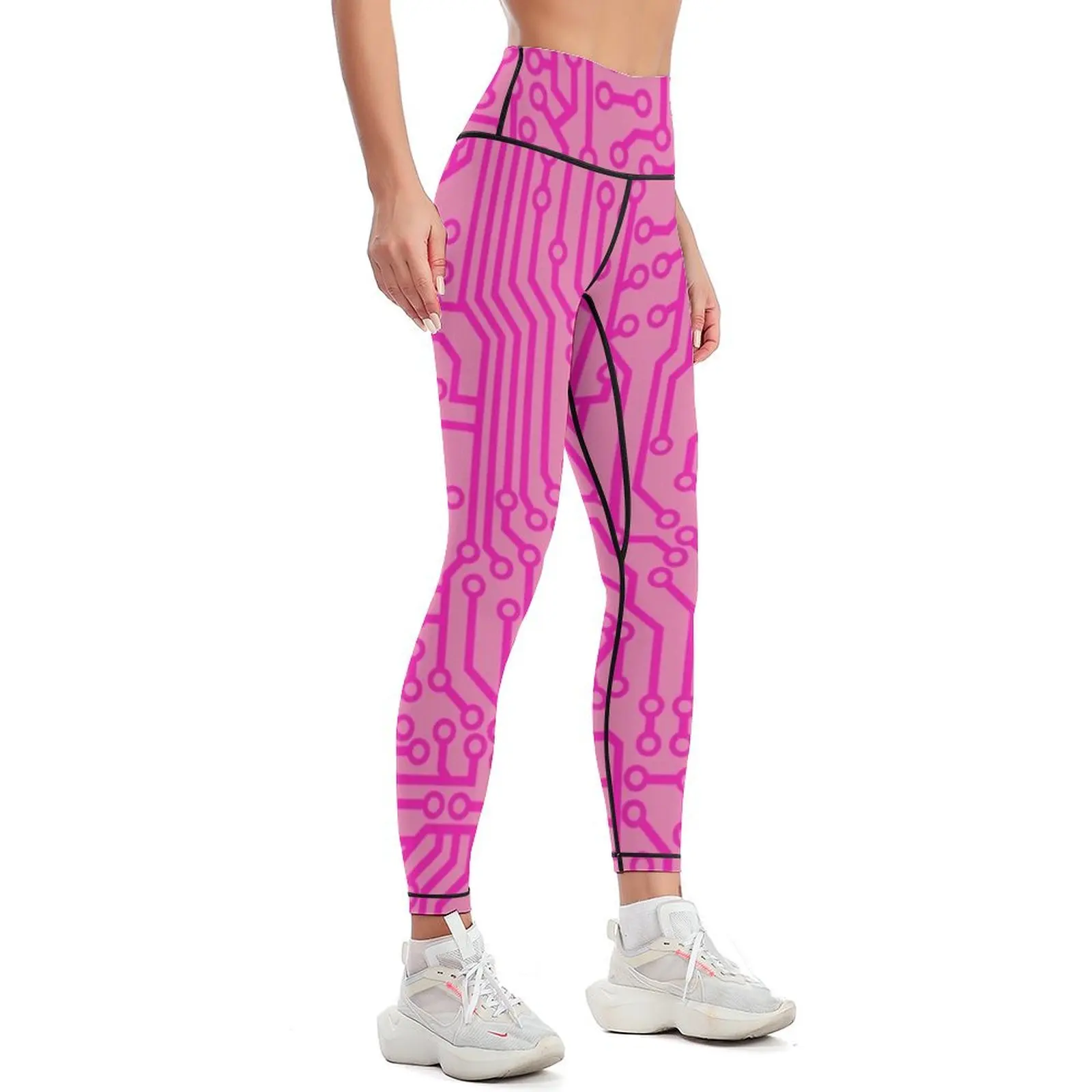 Geeky Pink Circuit Board Pattern Leggings Women's tights Pants sport sportswear for gym Womens Leggings