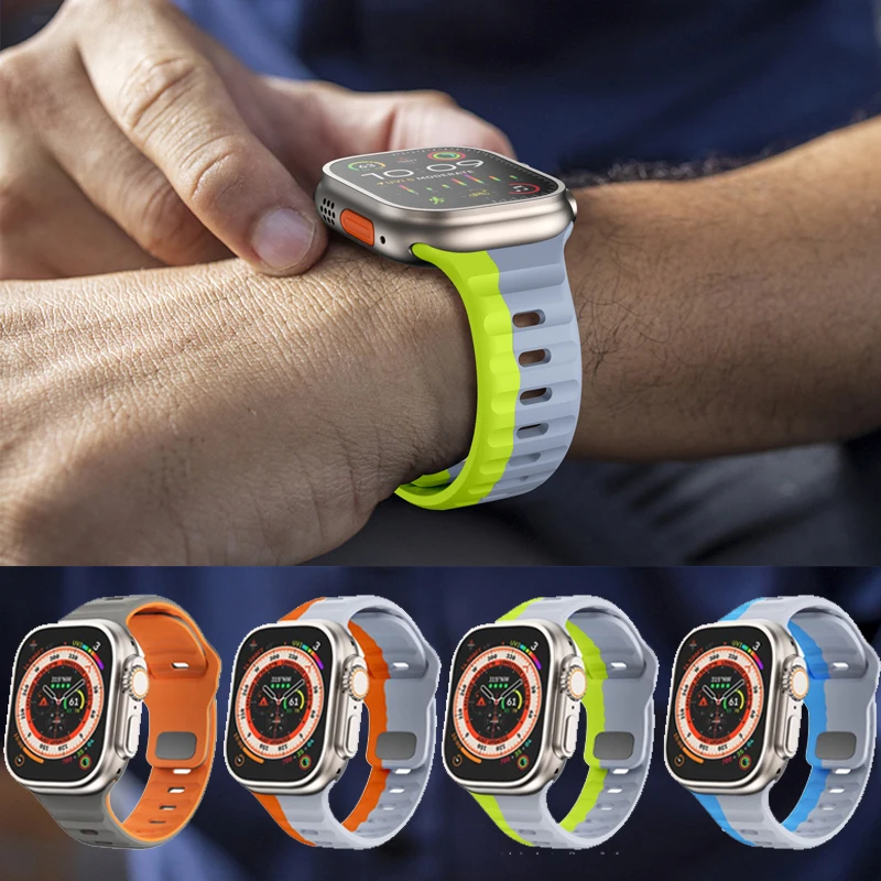 Morbido cinturino in silicone colorato per Apple Watch 9 Band 45mm 44mm 42mm 46mm 41mm Ultra 2 49mm