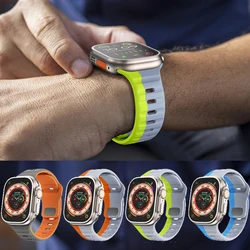 Soft Colorful Silicone Strap For Apple Watch 9 Band 45mm 44mm 42mm 46mm 41mm Ultra 2 49mm Bracelet Correa iWatch SE 40mm 10 8 7