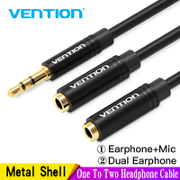 Vention 3.5mm Aux Cable Audio Splitter for Computer Jack 3.5 Male to 2 Female Mic Splitter Earphone Headphone Extension Cable