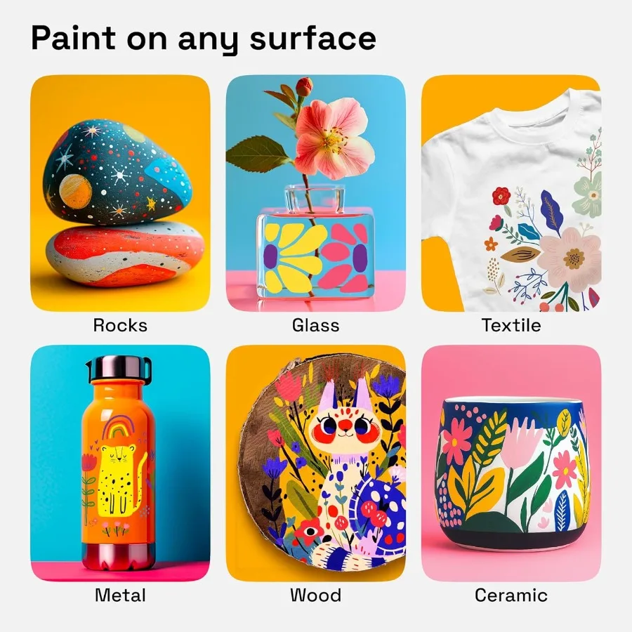 فرشاة ARTISTRO 24 ذات طرف مزدوج + أقلام طلاء أكريليك رفيعة مثالية للخط والأعمال الفنية المفصلة على القماش والزجاج الصخري DIY Pr #5