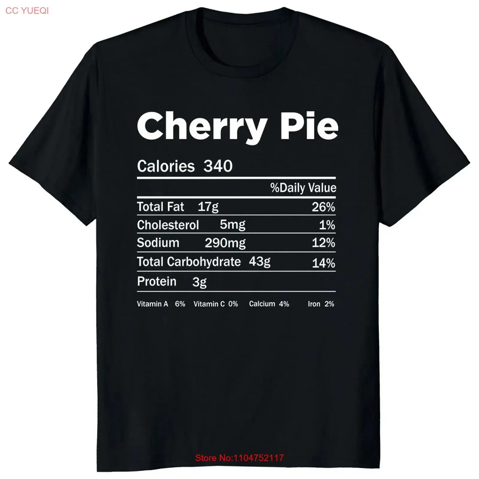 Cherry Pie Nutrition Facts Funny Thanksgiving Food Costume T Shirt vintage Washed Stretched Slightly homme designer clothes